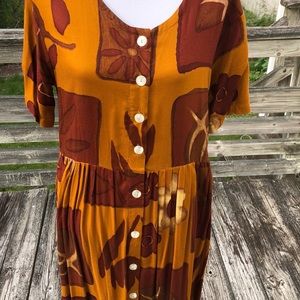 NWT burgundy/medium brown rayon dress, size M.